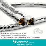 Valtemo 150 cm Çelik Krom, Sık Örgülü, Çift Kenetli, Ultra Dayanıklı Fıskiye Hortumu Vs-208