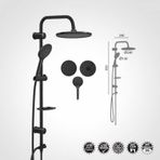 Valtemo Deluxe Jet Black Rain Duş Seti