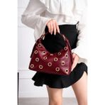 Valu Accessorize Kadın Zımba Detaylı Omuz ve El Çantası Eva - Bordo