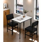 Valu Home 2 Kişilik Mutfak Masa Takımı Masa ve Sandalye Seti Balkon Masası Cafe Masa Takımı Yemek Masası Seti Antrasit Sandalye - Beyaz - Siyah