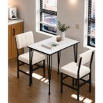 Valu Home 2 Kişilik Mutfak Masa Takımı Masa ve Sandalye Seti Balkon Masası Cafe Masa Takımı Yemek Masası Seti Krem Sandalye - Beyaz - Siyah