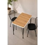 Valu Home 60X90 Metal Ayaklı Yemek Masası Çalışma Masası Balkon Mutfak Ofis Masası - Atlantik Çam - Beyaz