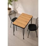 Valu Home 60X90 Metal Ayaklı Yemek Masası Çalışma Masası Balkon Mutfak Ofis Masası - Siyah - Atlantik Çam