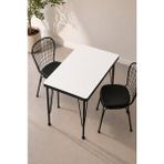 Valu Home 60X90 Metal Ayaklı Yemek Masası Çalışma Masası Balkon Mutfak Ofis Masası - Siyah - Beyaz