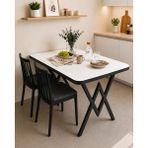 Valu Home 80X120 Mutfak Masası Yemek Masası Balkon Masası Cafe Masası - Siyah - Beyaz
