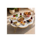 VALU HOME 90 Cm Papatya Yer Sofrası Katlanabilir Hamur Açma ve Kahvaltı Masası Mermer Desenli Yer Masası