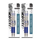 Value Pack of 4 – Zebra F-301 Stainless Steel geri çekilebilir Ballpoint Pen 0.7 mm, 4-Pack (27120) by Zebra