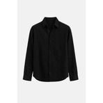 Vamos Basic Keten Oversize Gömlek Siyah