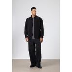 Vamos Oversize Gabardin Gömlek Ceket Siyah