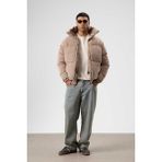 Vamos Oversize Kadife Şişme Mont Bej