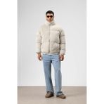 Vamos Oversize Kadife Şişme Mont Ekru - XL