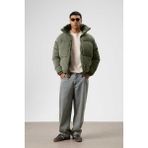 Vamos Oversize Kadife Şişme Mont Haki