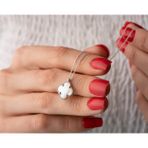 Van Cleef Stil Sedef Yonca Kolye 925 Ayar Gümüş Beyaz Sedef Taşlı Yonca Kolye
