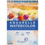 Van Dyck Aquarelle Spiralli Resim Defteri 300 Gr A5 20 Sayfa Renkli ve İnce Dokulu