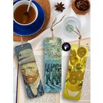 Van Gogh Metal Kitap Ayracı Seti - Üçlü Sanatsal Tasarım - Otoportre, Tutuklular Çemberi, Ayçiçekleri - Kitap Severler ve Sanatseverler İçin Hediye