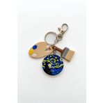 Van Gogh Starry Night Gümüş Zincir Anahtarlık, Çanta Süsü