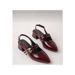 van heflin ARVEN Kadın Bordo Rugan Çift Tokalı Orta Kalın Topuklu Kadın Slingback Mary Jane Ayakkabı