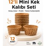 Van Vleck 12’li Yuvarlak Cupcake Kalıbı – Muffin ve Mini Kek Pişirme Için Yapışmaz Fırın Kalıbı Seti - 12 Adet