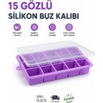 Van Vleck 15 Gözlü Silikon Buz Kalıbı – Yapışmaz Tekrar Kullanılabilir Buz Küpü Yapma Kalıbı - Çok Renkli