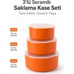 Van Vleck 3’lü Seramik Saklama Kase Seti – Kapaklı Kahvaltılık, Meze ve Gıda Saklama Kabı Seti - Turuncu