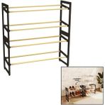 Vanch 4 Katlı Ahşap Ayakkabılık 8 Ayakkabılık 20X65X51CM Çok Amaçlı Raf Portatif - Vidasız Kolay Montaj (5264) - Gri