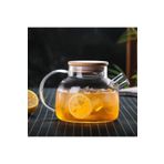 VANCKEY 1000ml Bambu Kapaklı Isıya Dayanıklı Cam Bitki Çayı Demliği Cam Sürahi