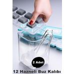 VANCKEY 2 Adet Pratik 12 Bölmeli Bas Parmak Silikon Buz Kalıbı Kapaklı Silikon Yapışmaz Bas Parmak Buzluk