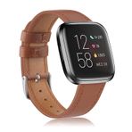 Vancle Fitbit Versa 2 bileklik/Fitbit Versa bileklik ile uyumlu, yumuşak deri yedek kayış, Fitbit Versa/Fitbit Versa 2 kadın ve erkek için (kahverengi)