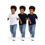 VANDELO Erkek Çocuk Beyaz - Siyah - Lacivert Basic Tişört Bisiklet Yaka Pamuklu Penye Düz Günlük T-Shirt