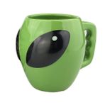 VanEnjoy Parlak Yeşil Sırlı Seramik Şekilli Seramik Yabancı Kupa Çay Kahve Fincanı, 3D Uzay Evreni UFO Göze Çarpan Yabancı Kupası, Erkek çocuk için hediye, 12oz (400 ml)
