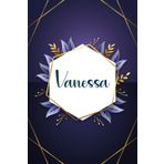 Vanessa: Taccuino personalizzato con il nome Vanessa | Regalo di compleanno per moglie, mamma, sorella, figlia ... | Foglie blu | 110 pagine a righe, Piccolo formato 6x9 pollici (15,24 x 22,86 cm)