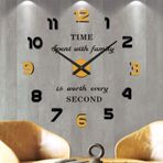 Vangold Modern DIY Çerçevesiz Büyük Duvar Saati 3D Ayna Sticker Metal Büyük Saatler Ev Ofis Süslemeleri