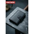 Vanilla Collection Isim Baskılı Hakiki Deri Çıtçıtlı Akordiyon Kartlık & Cüzdan & Portföy Siyah - Çok Renkli