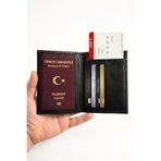 VANİLLA COLLECTİON Kişiye Özel İsim Baskılı Hakiki Deri Pasaport Kılıfı ve Seyahat Cüzdanı Siyah