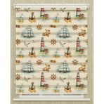 Vanilya Home Çocuk Odası Denizci Dümeni Ve Çapa Baskılı Zebra Perde - 100 x 280 cm - Renkli