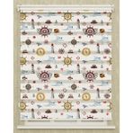 Vanilya Home Çocuk Odası Denizci Dümeni Ve Çapa Baskılı Zebra Perde - 170 x 200 cm - Renkli