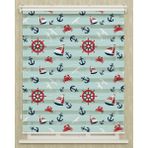 Vanilya Home Çocuk Odası Denizci Dümeni Ve Çapa Baskılı Zebra Perde - 220 x 280 cm - Renkli