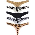 Vanilya Secret Lazer Tanga Leopar Desenli 5'li Paket - Çok Renkli - L - XL