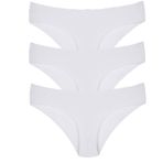 vanilya secret lingerie Kadın Renkli Düşük Bel Dikişsiz Lazer Kesim Külot 3'lü Paket (BEYAZ, M/L)