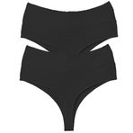 vanilya secret lingerie Tanga Yüksek Bel Toparlayıcı Pamuk 2'Li Paket (SİYAH, L)