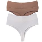 vanilya secret lingerie Tanga Yüksek Bel Toparlayıcı Pamuk 2'Li Paket (TAŞBEYAZ, M)