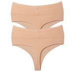 vanilya secret lingerie Tanga Yüksek Bel Toparlayıcı Pamuk 2'Li Paket (TEN, L)