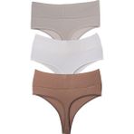 Vanilya Secret Tanga Yüksek Bel Toparlayıcı Pamuk 3'lü Paket - Taş - Beyaz - Kahverengi - XL