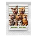 vanilyahome Erkek ve Kız Çocuk Odası İçin Desenli Baskılı Sevimli Kedi Zebra Stor Perde