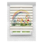 vanilyahome Kız Çocuk Odası İçin Desenli Baskılı Çiçek Bahçesi ve Gökkuşağı Zebra Stor Perde