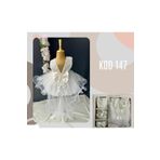 VanilyaShop Kız Bebek 0-6 Ay Elbise -4lü Mevlüt Set- Ayakkabı,Çıtçıtlı Zıbın, Saç Bandı