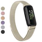 Vanjua Fitbit Inspire 3 Bant Kadın Erkek için, Paslanmaz Çelik Metal Örgü Döngü Ayarlanabilir Manyetik Bileklik Yedek Kayışlar Fitbit Inspire 3 Fitness Tracker ile Uyumlu (Şampanya Altın)