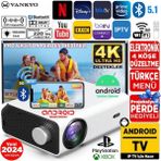 Vankyo Android Tv 4K Destekli 5g Wifi + Bluetooth 5.1 Projeksiyon Cihazı - Beyaz