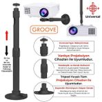 Vankyo Groove 30-60cm Alüminyum Projeksiyon Cihazı Tavan Askı Aparatı Duvar Bağlantı Aparatı Universal Projector Siyah 360 Dönebilen Tripod Yuvalı