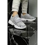Vanone Çocuk Ortopedik Cırtlı Esnek Hafif Nefes Alabilen Unisex File Çocuk Sneaker Spor Ayakkabı - Gri - Beyaz